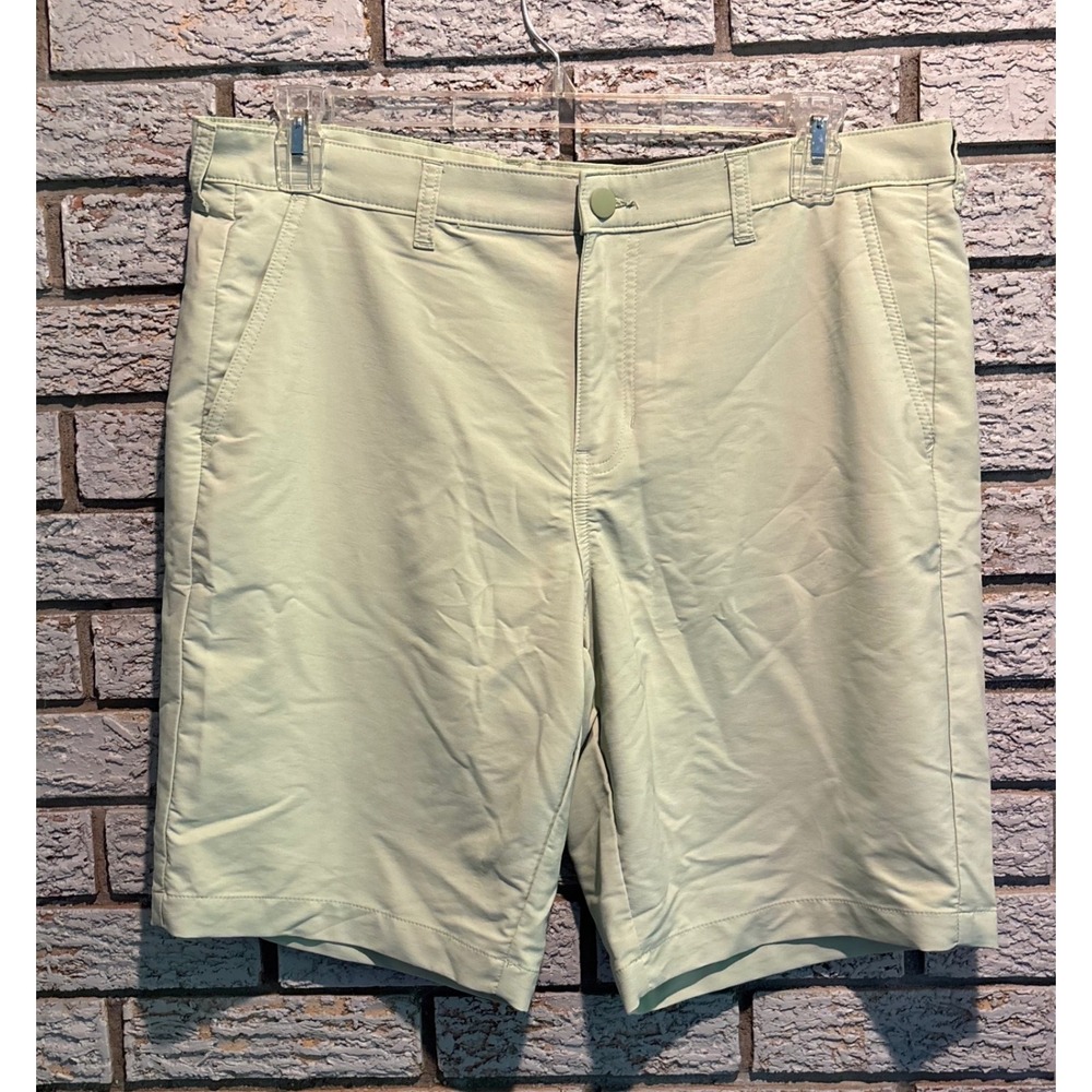 George Mens Performance Shorts Size 36 Light Green Stretch Golf